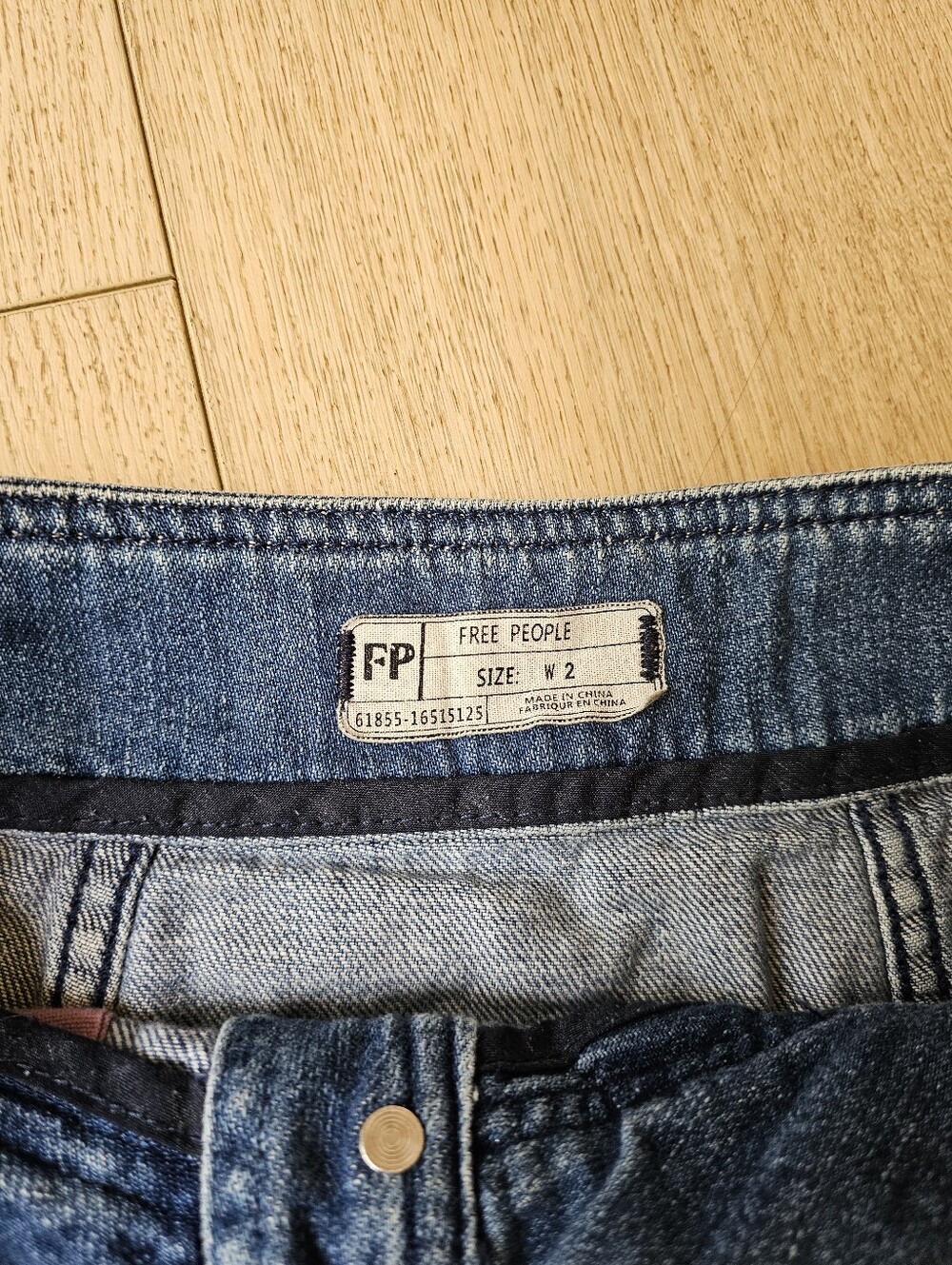 Free People Come a Little Closer Denim Jean Button Front Mini Skirt Size 2 - Picture 8 of 13